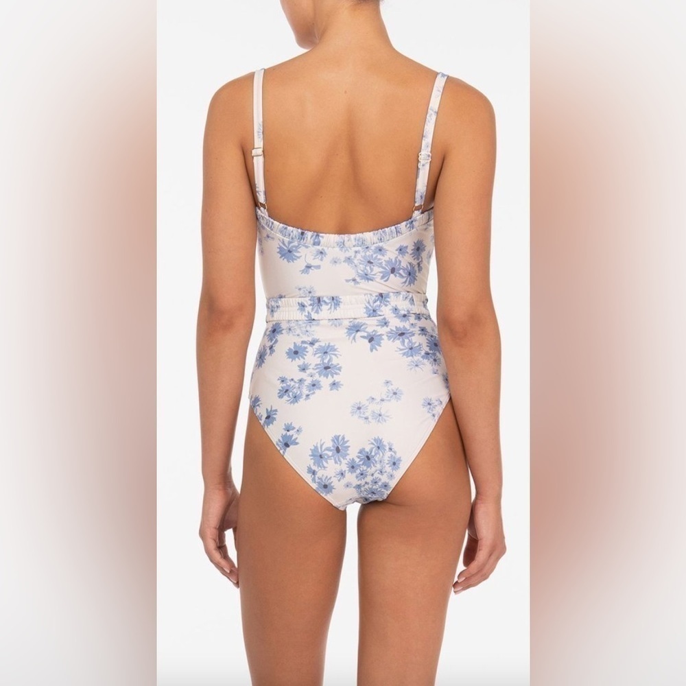 Peony Vacation Ruched Trim One Piece Swimsuit Belted AUS 10 US 6 - Picture 3 of 13